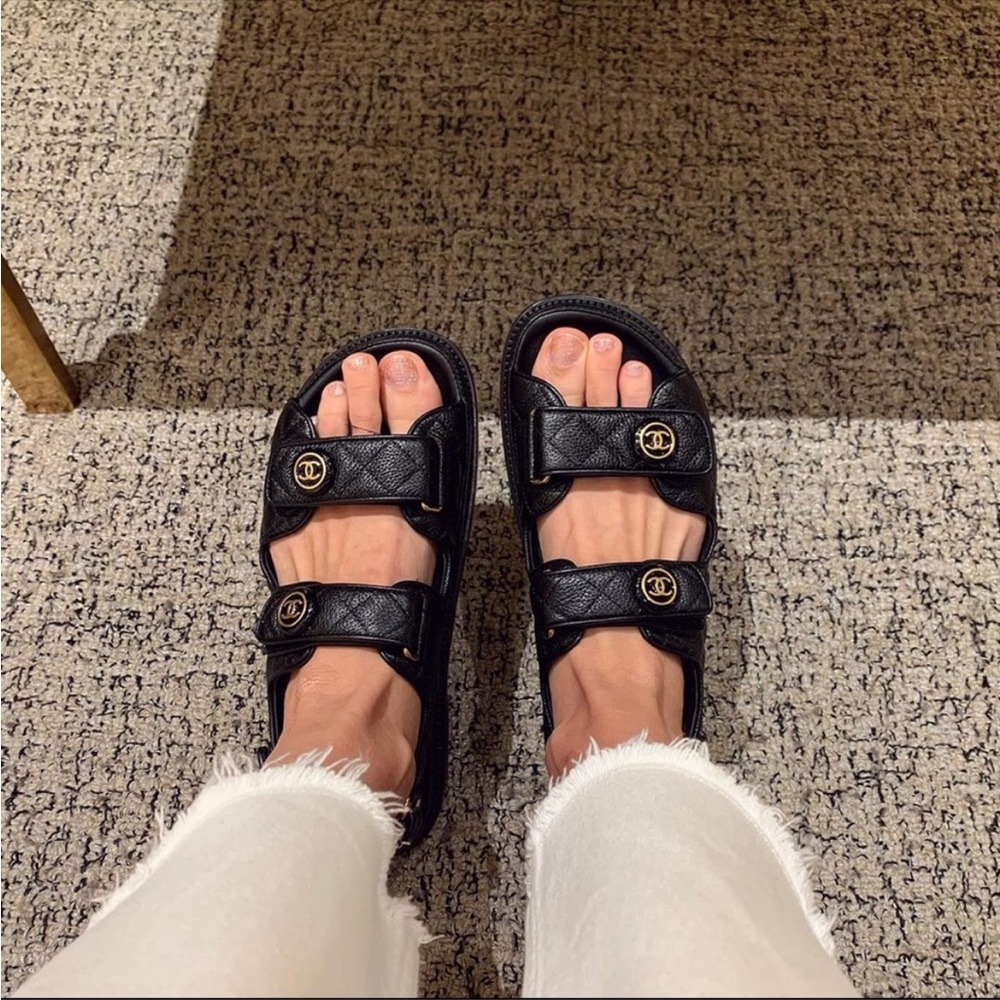 Chanel quilted dad sandals